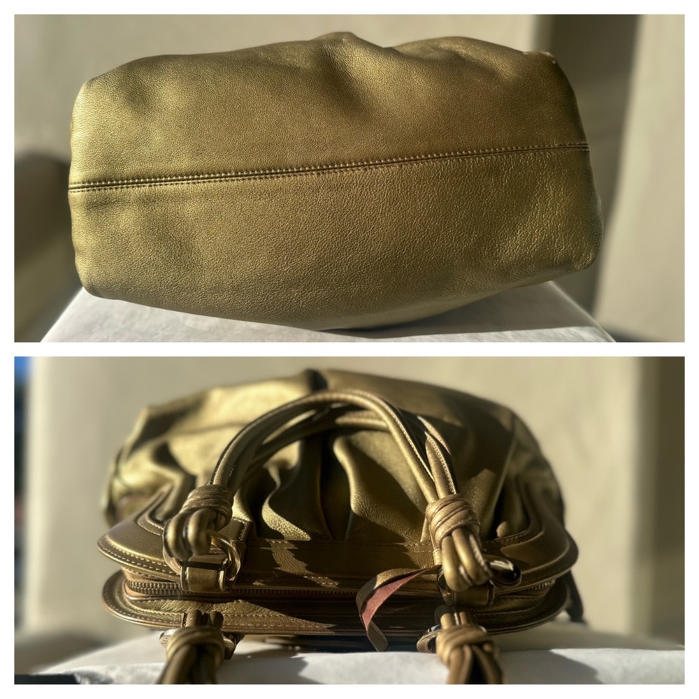 BALLY Lailan Metallic Gold Leather Satchel Made In Italy - Picture 5 of 13